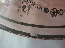 Load image into Gallery viewer, Antique Pink Depression Glass with Silver Cameo Floral Border Console Bowl