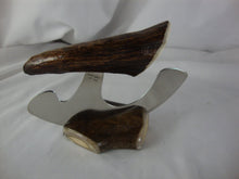 Load image into Gallery viewer, Alaska Legend Ulu Utility Knife Cutting Tool with Moose Antler Angled Handle and Smooth Brown Base
