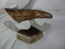 Load image into Gallery viewer, Alaska Legend Ulu Utility Knife Cutting Tool with Moose Antler Angled Handle and Smooth Brown Base