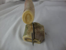 Load image into Gallery viewer, Alaska Legend Ulu Utility Knife Cutting Tool with Antler Cream/Burgundy Handle with Cream/Green Chubby Base