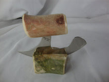 Load image into Gallery viewer, Alaska Legend Ulu Utility Knife Cutting Tool with Antler Cream/Burgundy Handle with Cream/Green Chubby Base