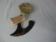 Load image into Gallery viewer, Alaska Legend Ulu Utility Knife Cutting Tool with Antler Cream/Burgundy Handle with Cream/Green Chubby Base
