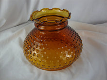 Load image into Gallery viewer, Vintage Amber Hobnail Glass Ruffled Top Lamp Shade