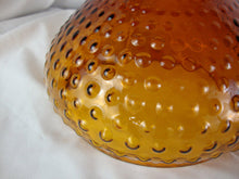 Load image into Gallery viewer, Vintage Amber Hobnail Glass Ruffled Top Lamp Shade