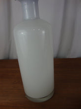 Load image into Gallery viewer, Vintage White Clear Glass Liquor Decanter with Cobalt Blue Ball Stopper