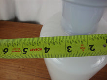 Load image into Gallery viewer, Vintage White Clear Glass Liquor Decanter with Cobalt Blue Ball Stopper