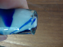 Load image into Gallery viewer, MCM White Cobalt Blue Blown Glass Liquor Decanter with Flame Stopper