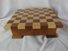 Load image into Gallery viewer, Handmade Wood Chess/Checkers Board with Storage *Checker Missing*