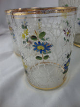 Load image into Gallery viewer, Vintage Fenton for LG Wright Floral Gold Trim Beverage Pitcher with Three Tumblers Set