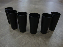 Load image into Gallery viewer, Vintage Nasco 16 Oz Black Textured Plastic Tumblers with Gold Owl on Branch Set of 6 Glasses