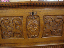Load image into Gallery viewer, Antique Oak Carved Face Ladies Writing Desk with Gallery Rail