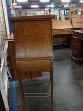Load image into Gallery viewer, Antique Oak Carved Face Ladies Writing Desk with Gallery Rail