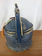 Load image into Gallery viewer, Vintage Asian Chinese Woven Lidded Wedding Basket With Jade Pendant