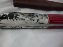 Load image into Gallery viewer, Custom Damascus Style 8" Knife with Black/White/Fushia Wood and Composite Handle with Sheath