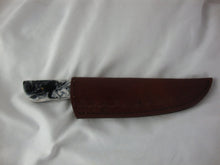 Load image into Gallery viewer, Custom Damascus Style 8" Knife with Black/White/Fushia Wood and Composite Handle with Sheath