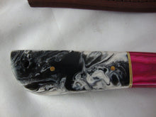 Load image into Gallery viewer, Custom Damascus Style 8" Knife with Black/White/Fushia Wood and Composite Handle with Sheath