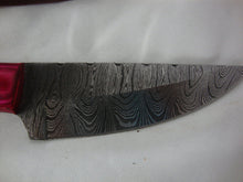 Load image into Gallery viewer, Custom Damascus Style 8" Knife with Black/White/Fushia Wood and Composite Handle with Sheath