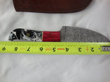 Load image into Gallery viewer, Custom Damascus Style 8" Knife with Black/White/Fushia Wood and Composite Handle with Sheath