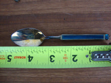 Load image into Gallery viewer, Vintage Azuma Nickel Silver Demitasse Spoons with Teal Lucite Handle, Set of 11