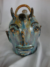 Load image into Gallery viewer, Marvin Bailey Potter Folk Art Streaked Devil Double Spout Ugly Face Jug