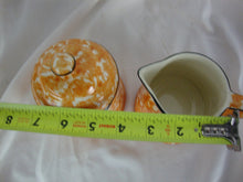 Load image into Gallery viewer, Vintage Stangl Pottery Town & Country Orange Sponge Ware Covered Sugar Bowl & Creamer Table Set