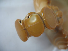 Load image into Gallery viewer, Vintage Caramel Slag Glass Leaf Trinket Ring Dish with Finger Loop