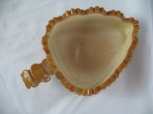 Load image into Gallery viewer, Vintage Caramel Slag Glass Leaf Trinket Ring Dish with Finger Loop