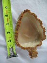 Load image into Gallery viewer, Vintage Caramel Slag Glass Leaf Trinket Ring Dish with Finger Loop
