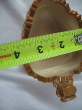 Load image into Gallery viewer, Vintage Caramel Slag Glass Leaf Trinket Ring Dish with Finger Loop