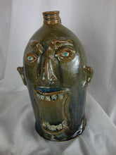 Load image into Gallery viewer, Marvin Bailey Potter Green/Blue 11 Inch Open Mouth Scream Ugly Face Jug