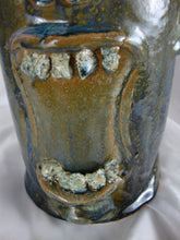 Load image into Gallery viewer, Marvin Bailey Potter Green/Blue 11 Inch Open Mouth Scream Ugly Face Jug