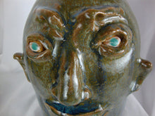 Load image into Gallery viewer, Marvin Bailey Potter Green/Blue 11 Inch Open Mouth Scream Ugly Face Jug