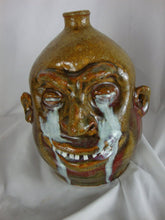 Load image into Gallery viewer, Marvin Bailey Ochre/White Crying Eyes 9 Inch Ugly Face Jug
