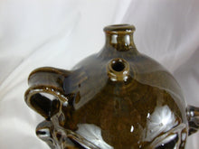 Load image into Gallery viewer, Marvin Bailey Potter Olive Green Brown Side Handle Two Spout Ugly Face Jug 9 Inch