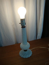 Load image into Gallery viewer, Vintage White Milk Glass Swirl Electric Table Lamp Base No Shade