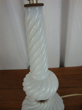 Load image into Gallery viewer, Vintage White Milk Glass Swirl Electric Table Lamp Base No Shade