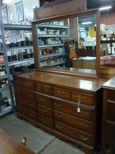 Load image into Gallery viewer, Vintage Bassett Nine Drawer Dresser with Rectangle Removable Mirror