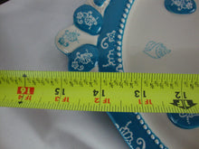 Load image into Gallery viewer, Vintage Temp-tations Aqua/White Floral Lace 3 Qt Casserole Dish with Platter and Black Metal Stand