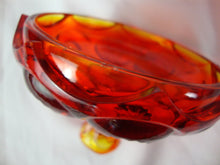 Load image into Gallery viewer, Vintage LE Smith Amberina Moon & Stars Pedestal Candy Dish with Dome Lid