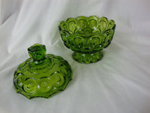 Load image into Gallery viewer, Vintage LE Smith Moon & Stars Green Glass Lidded Candy Dish