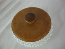 Load image into Gallery viewer, Vintage Fenton Opalescent Hobnail Glass Powder Dresser Jar with Wood Lid