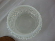 Load image into Gallery viewer, Vintage Fenton Opalescent Hobnail Glass Powder Dresser Jar with Wood Lid