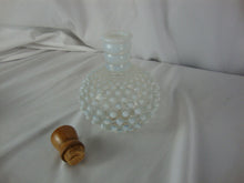 Load image into Gallery viewer, Vintage Wrisley Fenton Opalescent Hobnail Perfume Bottle with Original Wood Stopper