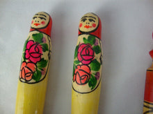 Load image into Gallery viewer, Vintage Handpainted Russian People Faces Wooden Pens Set of 6