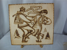Load image into Gallery viewer, 1978 Ukraine Burned Wood Hutsul Dancing Couple Wall Plaque Decor