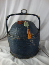 Load image into Gallery viewer, Vintage Asian Chinese Woven Lidded Large Wedding Basket With Jade Pendant