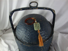 Load image into Gallery viewer, Vintage Asian Chinese Woven Lidded Large Wedding Basket With Jade Pendant