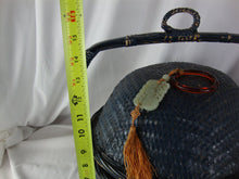 Load image into Gallery viewer, Vintage Asian Chinese Woven Lidded Large Wedding Basket With Jade Pendant
