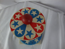 Load image into Gallery viewer, 1970's ? Painted Wood Red/White/Blue Stars Spinning Maypole Toy