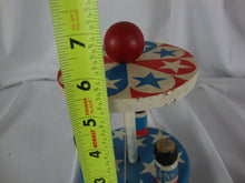 Load image into Gallery viewer, 1970's ? Painted Wood Red/White/Blue Stars Spinning Maypole Toy